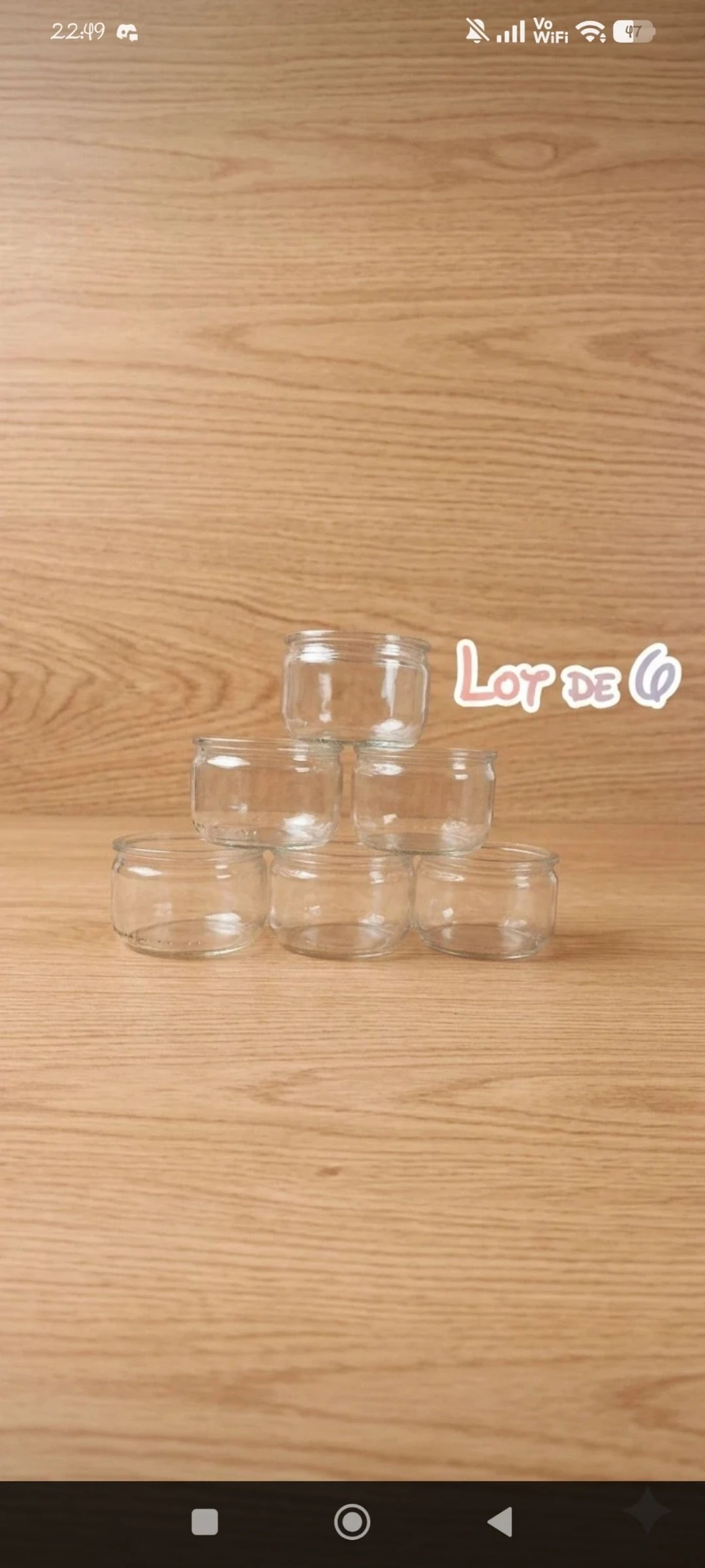 Lot de 6 pots en verre droits type yaourtière / verrines